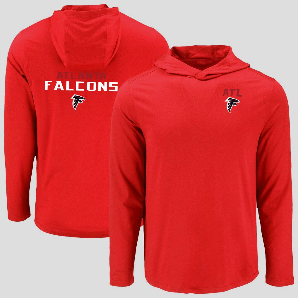 Men 2026 NFL Atlanta Falcons Hooded long sleeved T-shirt red 05->nfl t-shirts->Sports Accessory